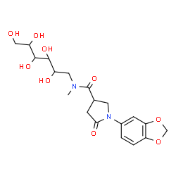 ChemSpider 2D Image | 1-[{[1-(1,3-Benzodioxol-5-yl)-5-oxo-3-pyrrolidinyl]carbonyl}(methyl)amino]-1-deoxyhexitol | C19H26N2O9