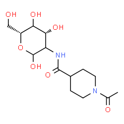 ChemSpider 2D Image | 2-{[(1-Acetyl-4-piperidinyl)carbonyl]amino}-2-deoxy-D-threo-hexopyranose | C14H24N2O7