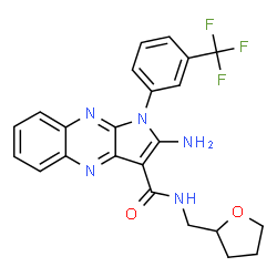 ChemSpider 2D Image | 2-Amino-N-(tetrahydro-2-furanylmethyl)-1-[3-(trifluoromethyl)phenyl]-1H-pyrrolo[2,3-b]quinoxaline-3-carboxamide | C23H20F3N5O2