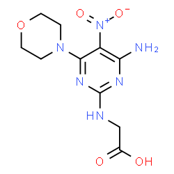 ChemSpider 2D Image | N-[4-Amino-6-(4-morpholinyl)-5-nitro-2-pyrimidinyl]glycine | C10H14N6O5