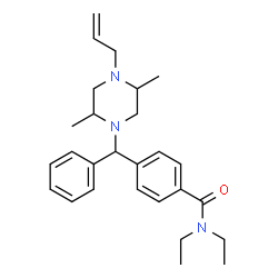 ChemSpider 2D Image | 4-[(4-Allyl-2,5-dimethyl-1-piperazinyl)(phenyl)methyl]-N,N-diethylbenzamide | C27H37N3O