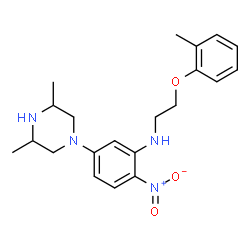 ChemSpider 2D Image | 5-(3,5-Dimethyl-1-piperazinyl)-N-[2-(2-methylphenoxy)ethyl]-2-nitroaniline | C21H28N4O3