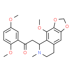 ChemSpider 2D Image | 1-(2,5-Dimethoxyphenyl)-2-(4-methoxy-6-methyl-5,6,7,8-tetrahydro[1,3]dioxolo[4,5-g]isoquinolin-5-yl)ethanone | C22H25NO6