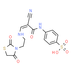 ChemSpider 2D Image | 4-{[(2Z)-2-Cyano-3-{[2-(2,4-dioxo-1,3-thiazolidin-3-yl)ethyl]amino}-2-propenoyl]amino}benzenesulfonic acid | C15H14N4O6S2