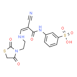 ChemSpider 2D Image | 3-{[(2Z)-2-Cyano-3-{[2-(2,4-dioxo-1,3-thiazolidin-3-yl)ethyl]amino}-2-propenoyl]amino}benzenesulfonic acid | C15H14N4O6S2