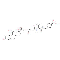ChemSpider 2D Image | 4-{[(N-{4-[(11,17-Dihydroxy-3,20-dioxopregn-4-en-21-yl)oxy]-4-oxobutanoyl}valyl)amino]methyl}benzoic acid | C38H50N2O10
