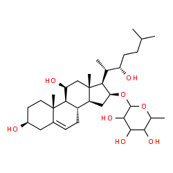 ChemSpider 2D Image | (3beta,11beta,16beta,22S)-3,11,22-Trihydroxycholest-5-en-16-yl 6-deoxyhexopyranoside | C33H56O8