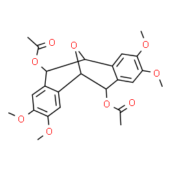 ChemSpider 2D Image | 4,5,12,13-Tetramethoxy-17-oxatetracyclo[7.7.1.0~2,7~.0~10,15~]heptadeca-2,4,6,10,12,14-hexaene-8,16-diyl diacetate | C24H26O9
