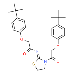 ChemSpider 2D Image | 2-[4-(2-Methyl-2-propanyl)phenoxy]-N-[(2Z)-3-{[4-(2-methyl-2-propanyl)phenoxy]acetyl}-1,3-thiazolidin-2-ylidene]acetamide | C27H34N2O4S