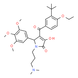 ChemSpider 2D Image | 1-[3-(Dimethylamino)propyl]-4-[4-ethoxy-3-(2-methyl-2-propanyl)benzoyl]-3-hydroxy-5-(3,4,5-trimethoxyphenyl)-1,5-dihydro-2H-pyrrol-2-one | C31H42N2O7
