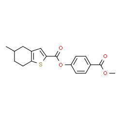 ChemSpider 2D Image | 4-(Methoxycarbonyl)phenyl 5-methyl-4,5,6,7-tetrahydro-1-benzothiophene-2-carboxylate | C18H18O4S