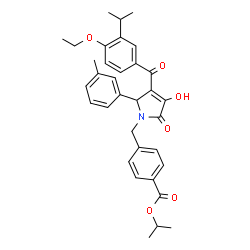 ChemSpider 2D Image | Isopropyl 4-{[3-(4-ethoxy-3-isopropylbenzoyl)-4-hydroxy-2-(3-methylphenyl)-5-oxo-2,5-dihydro-1H-pyrrol-1-yl]methyl}benzoate | C34H37NO6