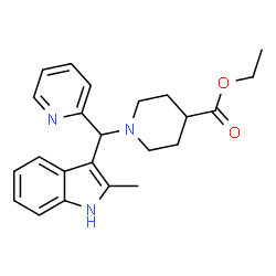 ChemSpider 2D Image | Ethyl 1-[(2-methyl-1H-indol-3-yl)(2-pyridinyl)methyl]-4-piperidinecarboxylate | C23H27N3O2