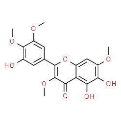 ChemSpider 2D Image | 5,6-Dihydroxy-2-(3-hydroxy-4,5-dimethoxyphenyl)-3,7-dimethoxy-4H-chromen-4-one | C19H18O9