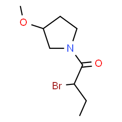 ChemSpider 2D Image | 2-Bromo-1-(3-methoxy-1-pyrrolidinyl)-1-butanone | C9H16BrNO2
