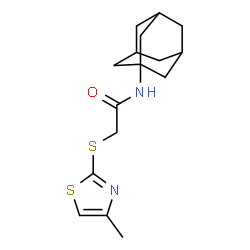 ChemSpider 2D Image | N-(Adamantan-1-yl)-2-[(4-methyl-1,3-thiazol-2-yl)sulfanyl]acetamide | C16H22N2OS2