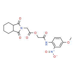 ChemSpider 2D Image | 2-[(4-Methoxy-2-nitrophenyl)amino]-2-oxoethyl (1,3-dioxooctahydro-2H-isoindol-2-yl)acetate | C19H21N3O8