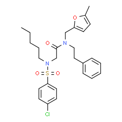 ChemSpider 2D Image | N~2~-[(4-Chlorophenyl)sulfonyl]-N-[(5-methyl-2-furyl)methyl]-N~2~-pentyl-N-(2-phenylethyl)glycinamide | C27H33ClN2O4S