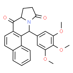 ChemSpider 2D Image | 12-(3,4,5-Trimethoxyphenyl)-8,9-dihydrobenzo[h]pyrrolo[1,2-b]isoquinoline-7,10(7aH,12H)-dione | C25H23NO5