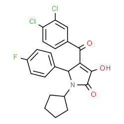 ChemSpider 2D Image | 1-Cyclopentyl-4-(3,4-dichlorobenzoyl)-5-(4-fluorophenyl)-3-hydroxy-1,5-dihydro-2H-pyrrol-2-one | C22H18Cl2FNO3