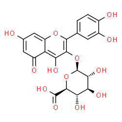 ChemSpider 2D Image | 2-(3,4-Dihydroxyphenyl)-4,7-dihydroxy-5-oxo-5H-chromen-3-yl beta-D-glucopyranosiduronic acid | C21H18O13