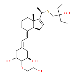 ChemSpider 2D Image | (1R,3R,7E)-17-{(1R)-1-[(2-Ethyl-2-hydroxybutyl)sulfanyl]ethyl}-2-(2-hydroxyethoxy)-9,10-secoestra-5,7,16-triene-1,3-diol | C28H46O5S