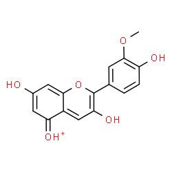 ChemSpider 2D Image | [3,7-Dihydroxy-2-(4-hydroxy-3-methoxyphenyl)-5H-chromen-5-ylidene]oxonium | C16H13O6