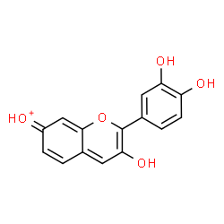 ChemSpider 2D Image | [2-(3,4-Dihydroxyphenyl)-3-hydroxy-7H-chromen-7-ylidene]oxonium | C15H11O5