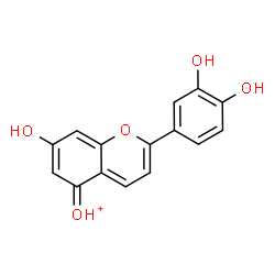 ChemSpider 2D Image | [2-(3,4-Dihydroxyphenyl)-7-hydroxy-5H-chromen-5-ylidene]oxonium | C15H11O5