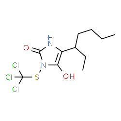 ChemSpider 2D Image | 4-(3-Heptanyl)-5-hydroxy-1-[(trichloromethyl)sulfanyl]-1,3-dihydro-2H-imidazol-2-one | C11H17Cl3N2O2S