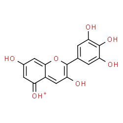 ChemSpider 2D Image | [3,7-Dihydroxy-2-(3,4,5-trihydroxyphenyl)-5H-chromen-5-ylidene]oxonium | C15H11O7