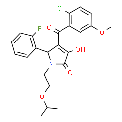 ChemSpider 2D Image | 4-(2-Chloro-5-methoxybenzoyl)-5-(2-fluorophenyl)-3-hydroxy-1-(2-isopropoxyethyl)-1,5-dihydro-2H-pyrrol-2-one | C23H23ClFNO5