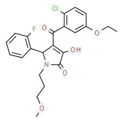 ChemSpider 2D Image | 4-(2-Chloro-5-ethoxybenzoyl)-5-(2-fluorophenyl)-3-hydroxy-1-(3-methoxypropyl)-1,5-dihydro-2H-pyrrol-2-one | C23H23ClFNO5