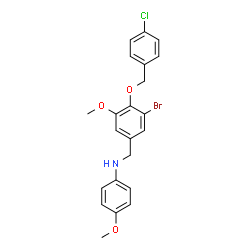 ChemSpider 2D Image | N-{3-Bromo-4-[(4-chlorobenzyl)oxy]-5-methoxybenzyl}-4-methoxyaniline | C22H21BrClNO3