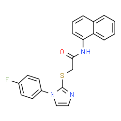 ChemSpider 2D Image | 2-{[1-(4-Fluorophenyl)-1H-imidazol-2-yl]sulfanyl}-N-(1-naphthyl)acetamide | C21H16FN3OS