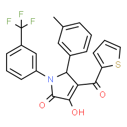 ChemSpider 2D Image | 3-Hydroxy-5-(3-methylphenyl)-4-(2-thienylcarbonyl)-1-[3-(trifluoromethyl)phenyl]-1,5-dihydro-2H-pyrrol-2-one | C23H16F3NO3S
