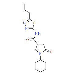 ChemSpider 2D Image | 1-Cyclohexyl-5-oxo-N-(5-propyl-1,3,4-thiadiazol-2-yl)-3-pyrrolidinecarboxamide | C16H24N4O2S