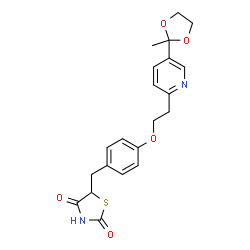 ChemSpider 2D Image | 5-(4-{2-[5-(2-Methyl-1,3-dioxolan-2-yl)-2-pyridinyl]ethoxy}benzyl)-1,3-thiazolidine-2,4-dione | C21H22N2O5S