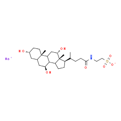ChemSpider 2D Image | Sodium 2-{[(3alpha,7beta,8xi,9xi,12alpha,14xi)-3,7,12-trihydroxy-24-oxocholan-24-yl]amino}ethanesulfonate | C26H44NNaO7S