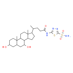 ChemSpider 2D Image | 3,7-Dihydroxy-N-(5-sulfamoyl-1,3,4-thiadiazol-2-yl)cholan-24-amide | C26H42N4O5S2