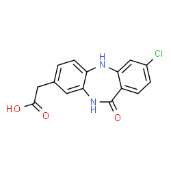 ChemSpider 2D Image | (3-Chloro-11-oxo-10,11-dihydro-5H-dibenzo[b,e][1,4]diazepin-8-yl)acetic acid | C15H11ClN2O3