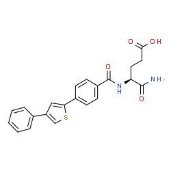 ChemSpider 2D Image | N~2~-[4-(4-Phenyl-2-thienyl)benzoyl]-L-alpha-glutamine | C22H20N2O4S