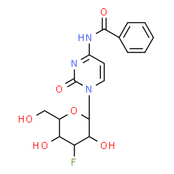 ChemSpider 2D Image | 4-(Benzoylamino)-1-(3-deoxy-3-fluorohexopyranosyl)-2(1H)-pyrimidinone | C17H18FN3O6