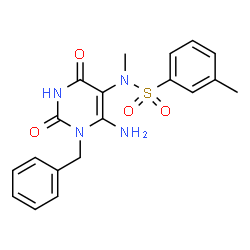 ChemSpider 2D Image | N-(6-Amino-1-benzyl-2,4-dioxo-1,2,3,4-tetrahydro-5-pyrimidinyl)-N,3-dimethylbenzenesulfonamide | C19H20N4O4S