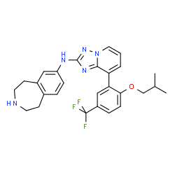ChemSpider 2D Image | N-{8-[2-Isobutoxy-5-(trifluoromethyl)phenyl][1,2,4]triazolo[1,5-a]pyridin-2-yl}-2,3,4,5-tetrahydro-1H-3-benzazepin-7-amine | C27H28F3N5O