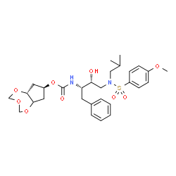 ChemSpider 2D Image | (5aR,7R)-Tetrahydro-5aH-cyclopenta[f][1,3,5]trioxepin-7-yl [(2S,3R)-3-hydroxy-4-{isobutyl[(4-methoxyphenyl)sulfonyl]amino}-1-phenyl-2-butanyl]carbamate | C29H40N2O9S