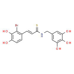 ChemSpider 2D Image | (2E)-3-(2-Bromo-3,4-dihydroxyphenyl)-N-(3,4,5-trihydroxybenzyl)-2-propenethioamide | C16H14BrNO5S