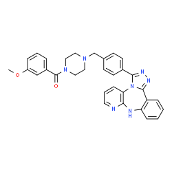 ChemSpider 2D Image | (3-Methoxyphenyl){4-[4-(9H-pyrido[2,3-b][1,2,4]triazolo[4,3-d][1,4]benzodiazepin-3-yl)benzyl]-1-piperazinyl}methanone | C32H29N7O2