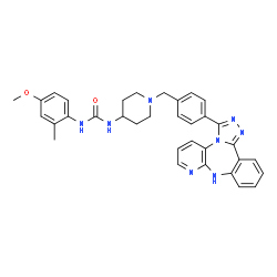 ChemSpider 2D Image | 1-(4-Methoxy-2-methylphenyl)-3-{1-[4-(9H-pyrido[2,3-b][1,2,4]triazolo[4,3-d][1,4]benzodiazepin-3-yl)benzyl]-4-piperidinyl}urea | C34H34N8O2