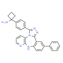 ChemSpider 2D Image | 1-[4-(12-Phenyl-9H-pyrido[2,3-b][1,2,4]triazolo[4,3-d][1,4]benzodiazepin-3-yl)phenyl]cyclobutanamine | C29H24N6